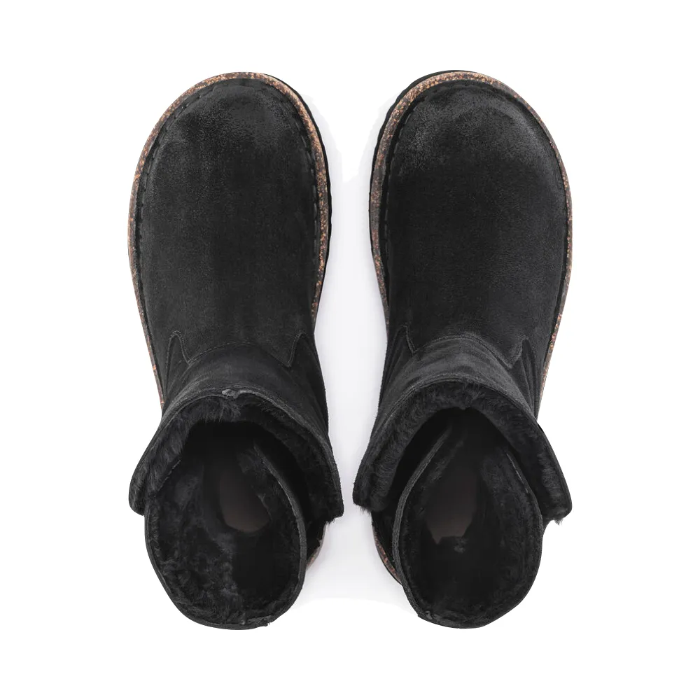 Birkenstock Uppsala Shearling Suede Leather Pull On Boot in Black