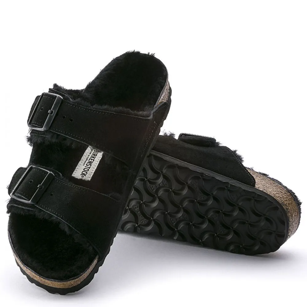 Birkenstock Women's Arizona Shearling in Black (Narrow Width)