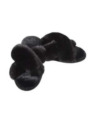 Black Fur Slippers