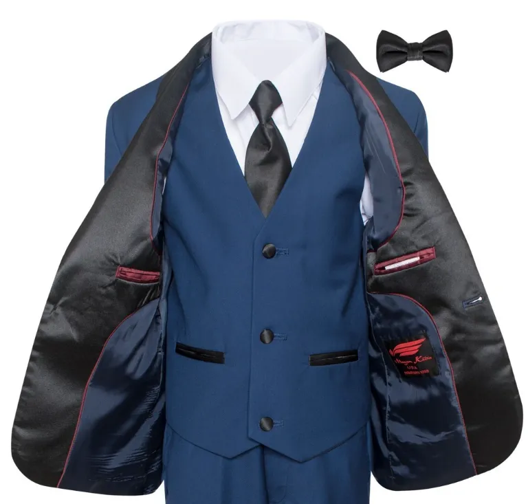 Boys Navy Shawl Tuxedo Suit