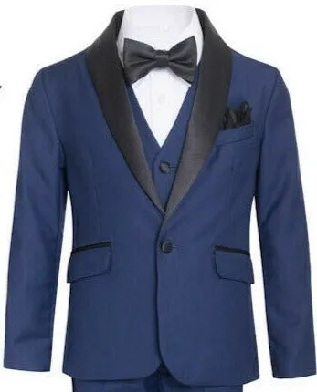 Boys Navy Shawl Tuxedo Suit