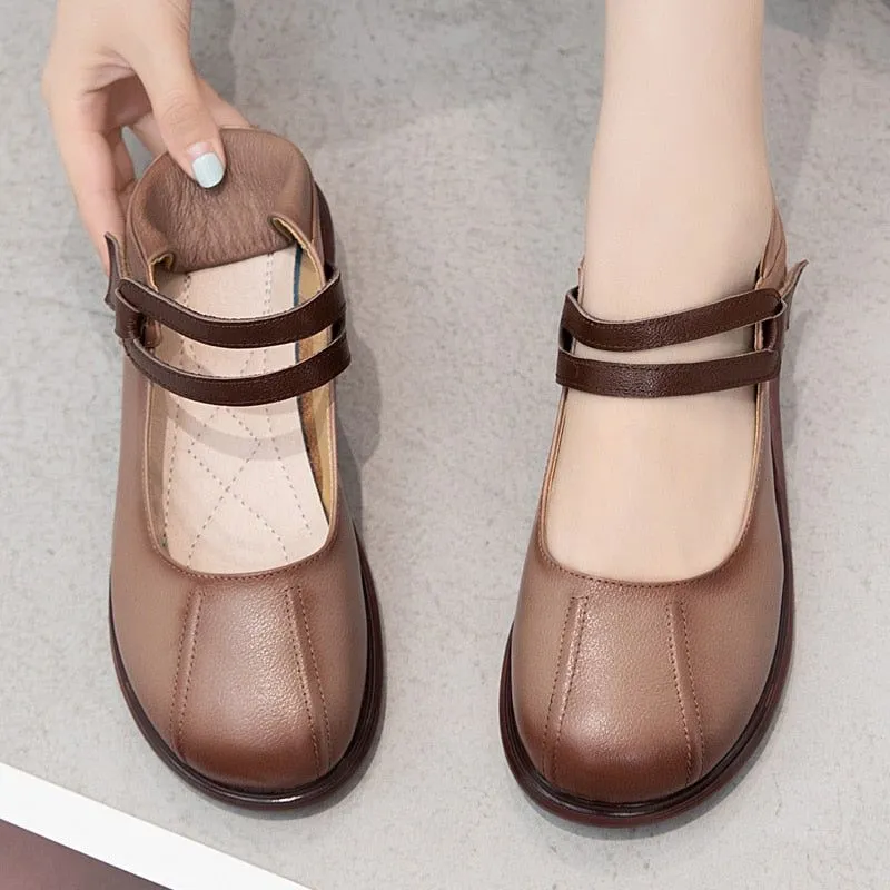 Comfortable Leather Thick-soled Flat Platform Women's Casual Shoes GCSZXC51