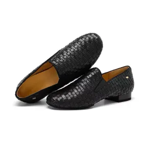 Elegant Black Woven Leather Men’s Dance Shoe BY DORIN FRECAUTANU