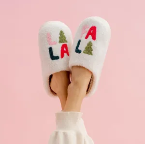 Fa La La La Festive Holiday Slippers