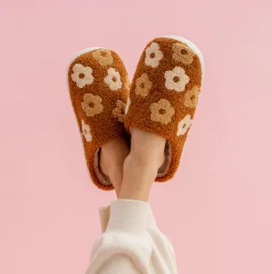 Flower Girl Brown Floral Slippers