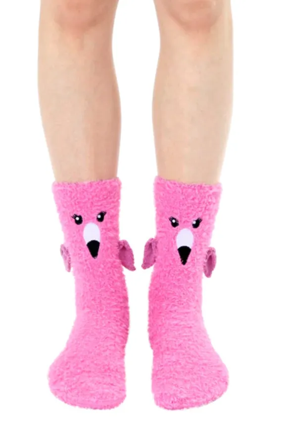 Fuzzy Flamingo Crew Sock