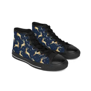 Golden Christmas Reindeer Men's Classic Sneakers