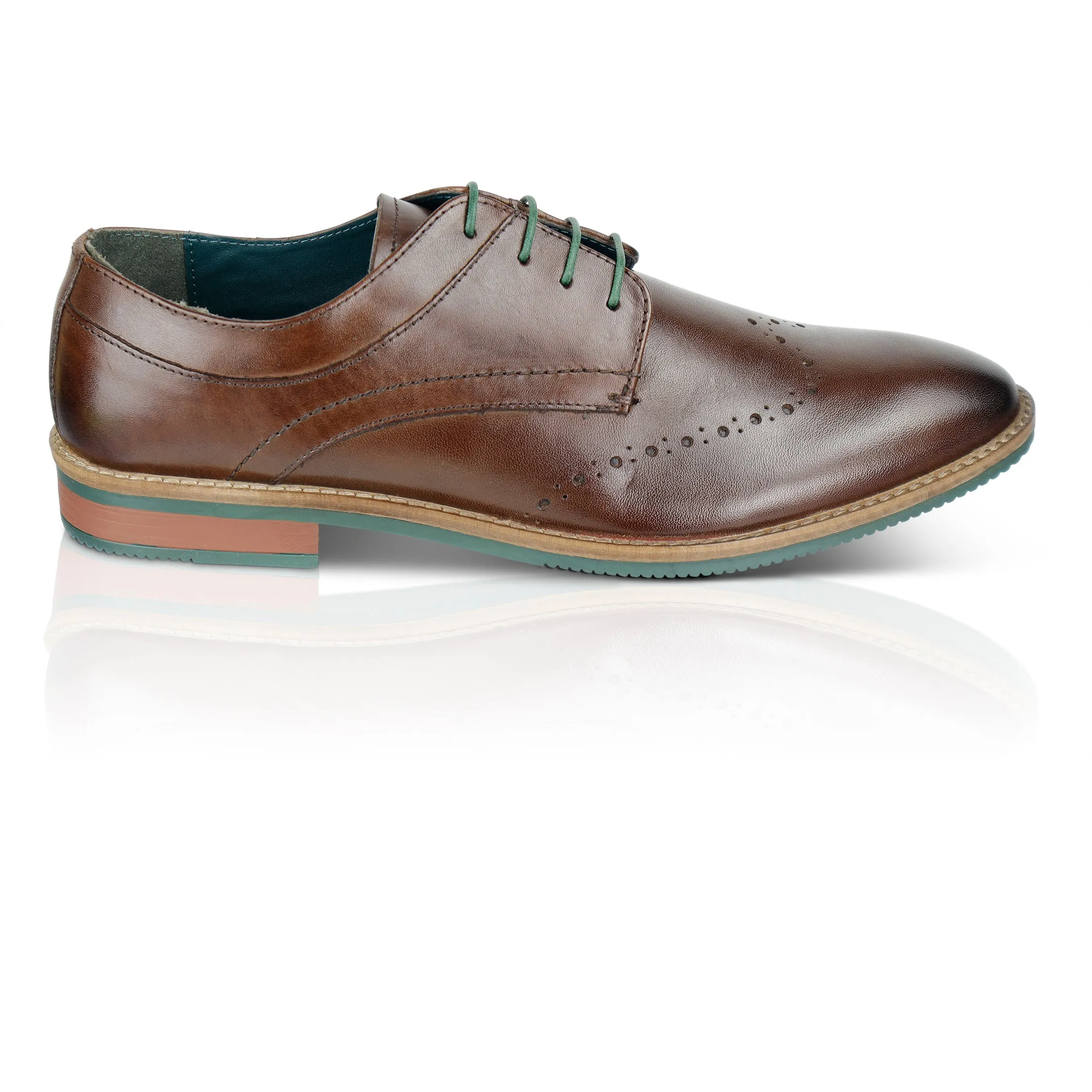 Herbie Leather Brogue Shoe  - Brown