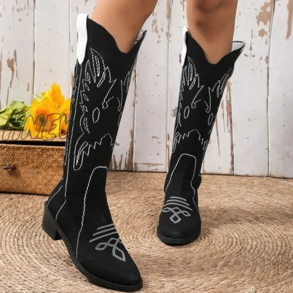 Hnewly - Black Casual Embroidered Patchwork Pointed Comfortable Out Door Shoes