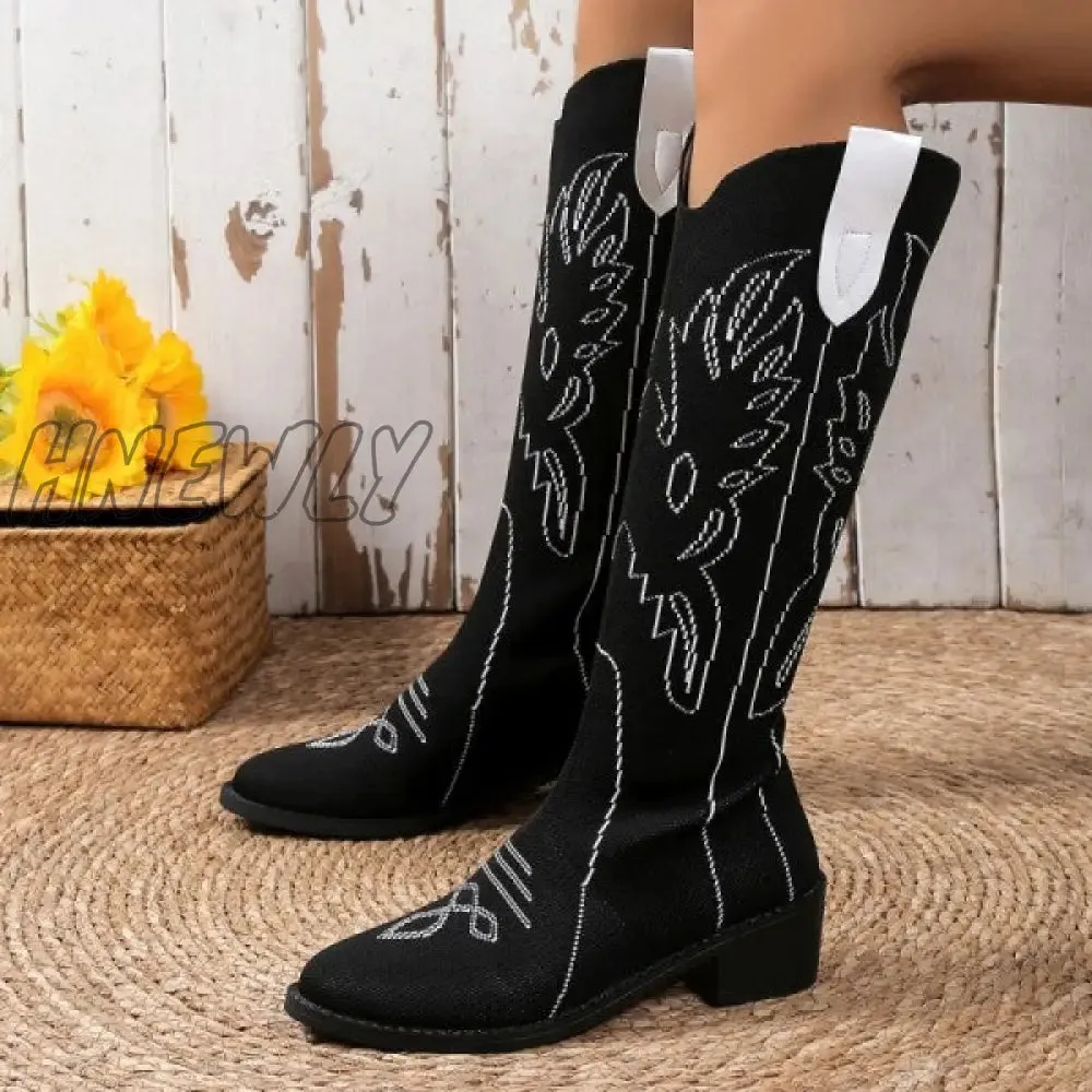 Hnewly - Black Casual Embroidered Patchwork Pointed Comfortable Out Door Shoes