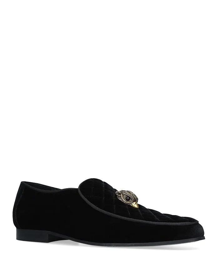 Hugh Eagle Head KURT GEIGER LONDON Men's Quilted Velvet Slip-On Loafers