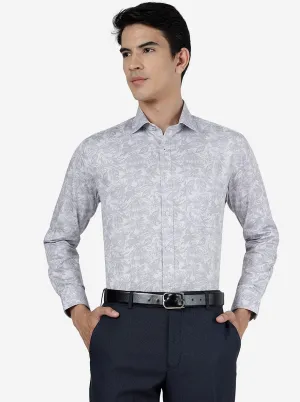 Light Purple Printed Slim Fit Formal Shirt | Greenfibre