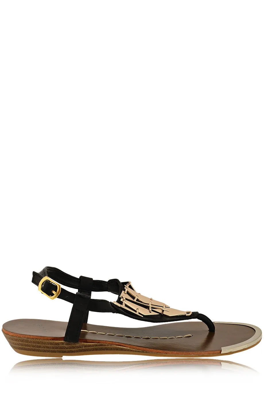 LILOU Black Metallic Sandals