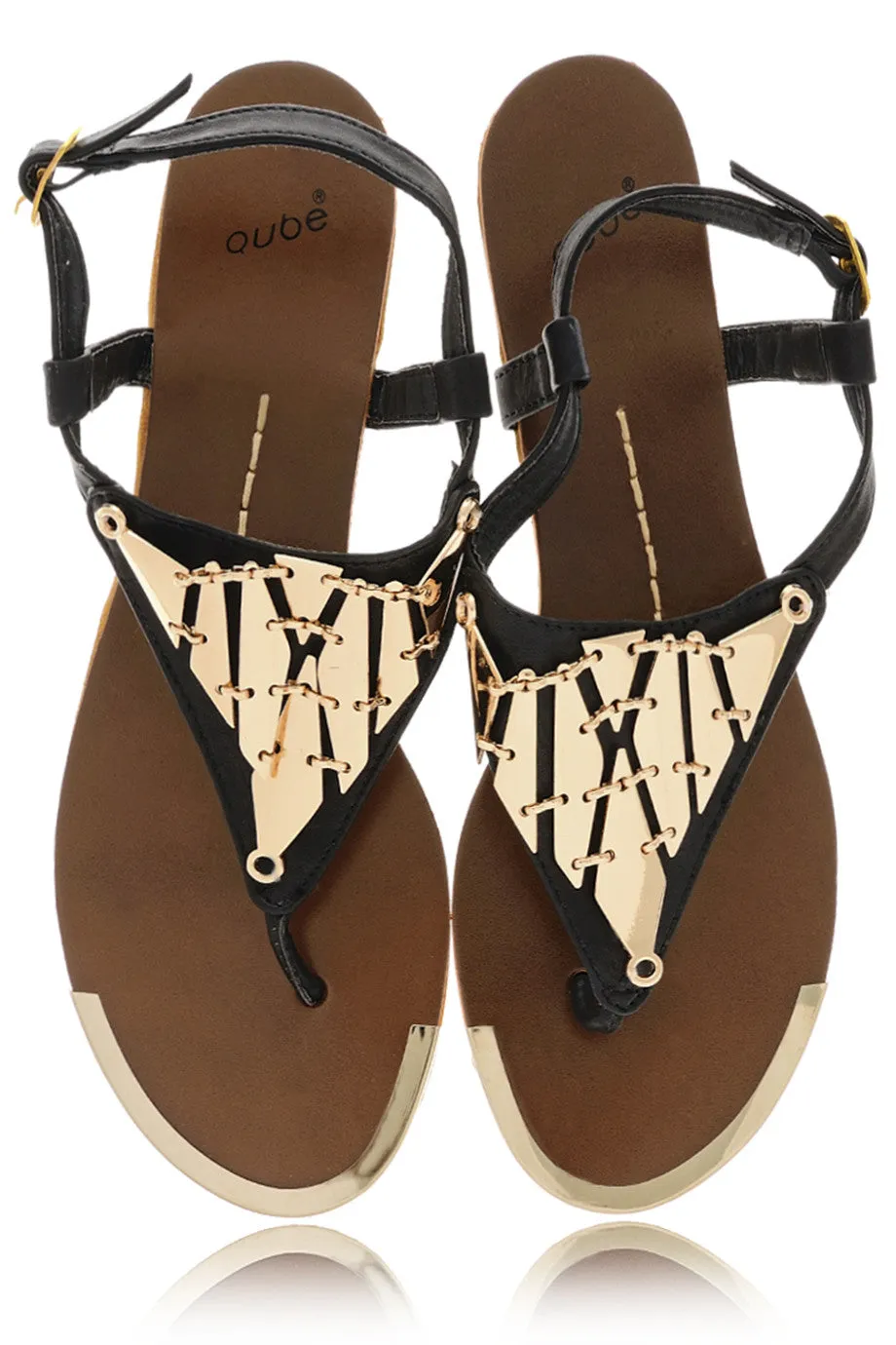 LILOU Black Metallic Sandals