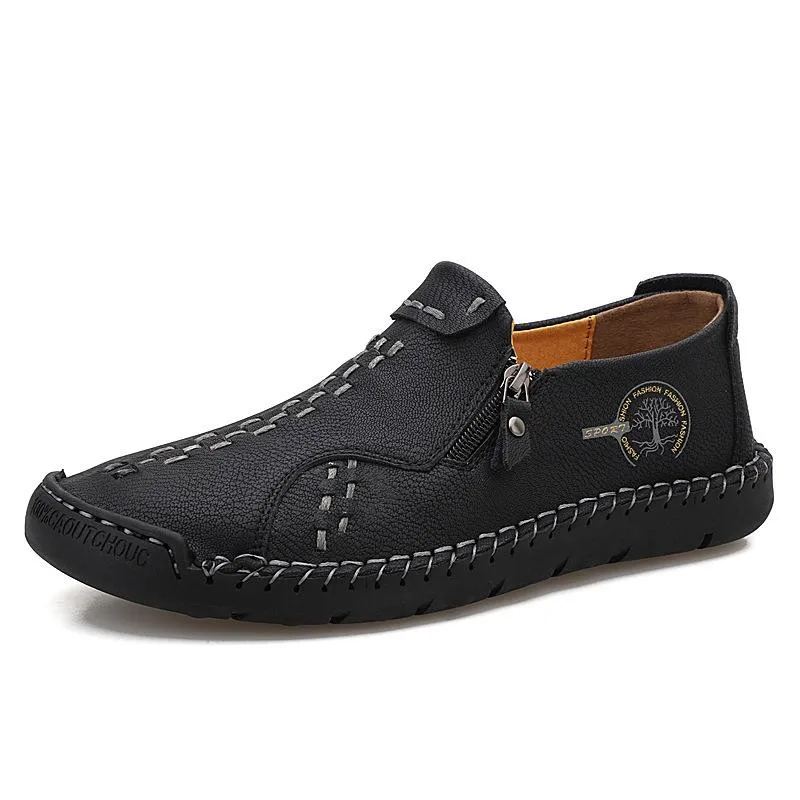 Men casual side zipper Hart wear comfortable hand sewing shoes