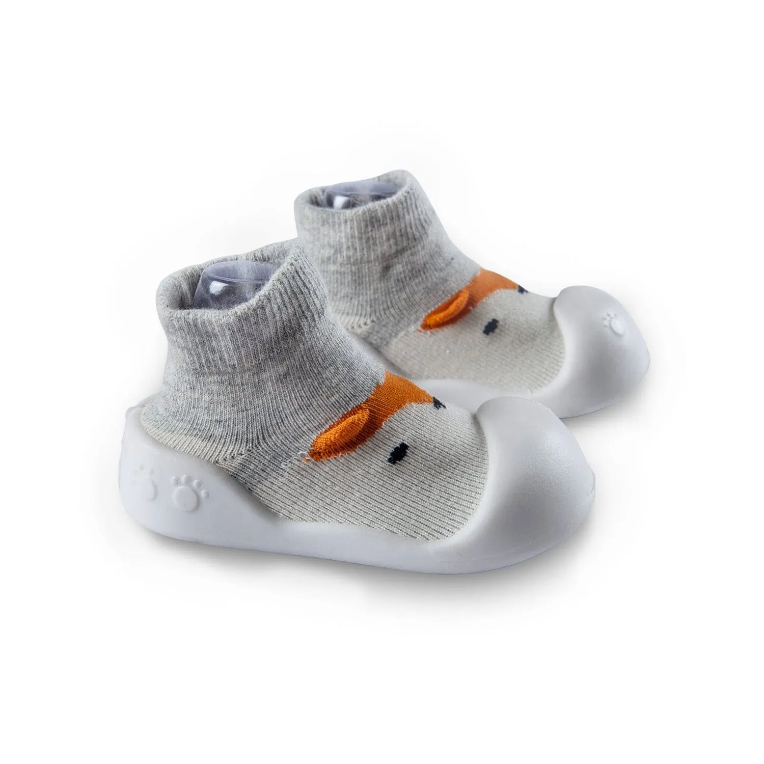 Newborn Anti-Skid Rubber Sole Slip-On Shoes Fox - Grey