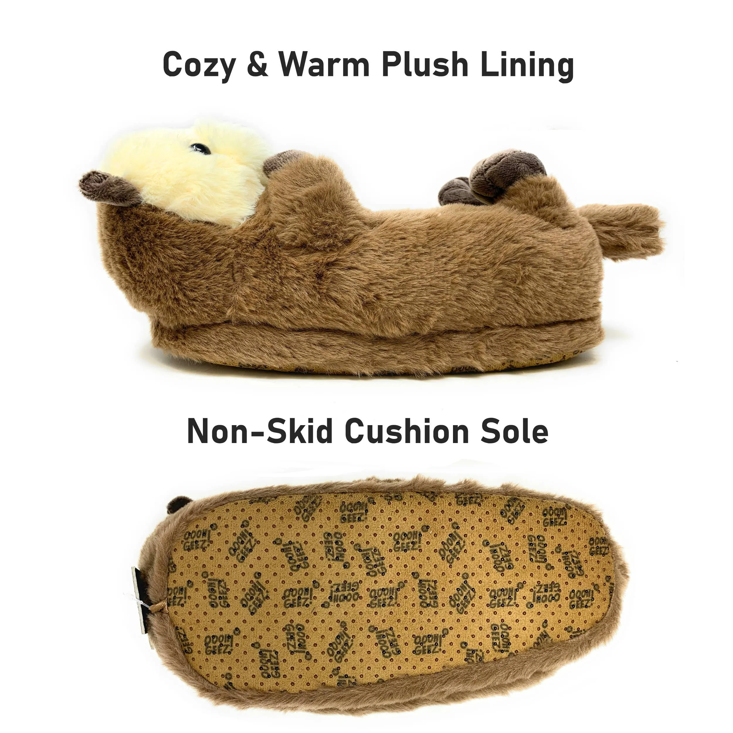 Otter One | Kid's Funny Fluffy House Cozy Non-Slip Slippers