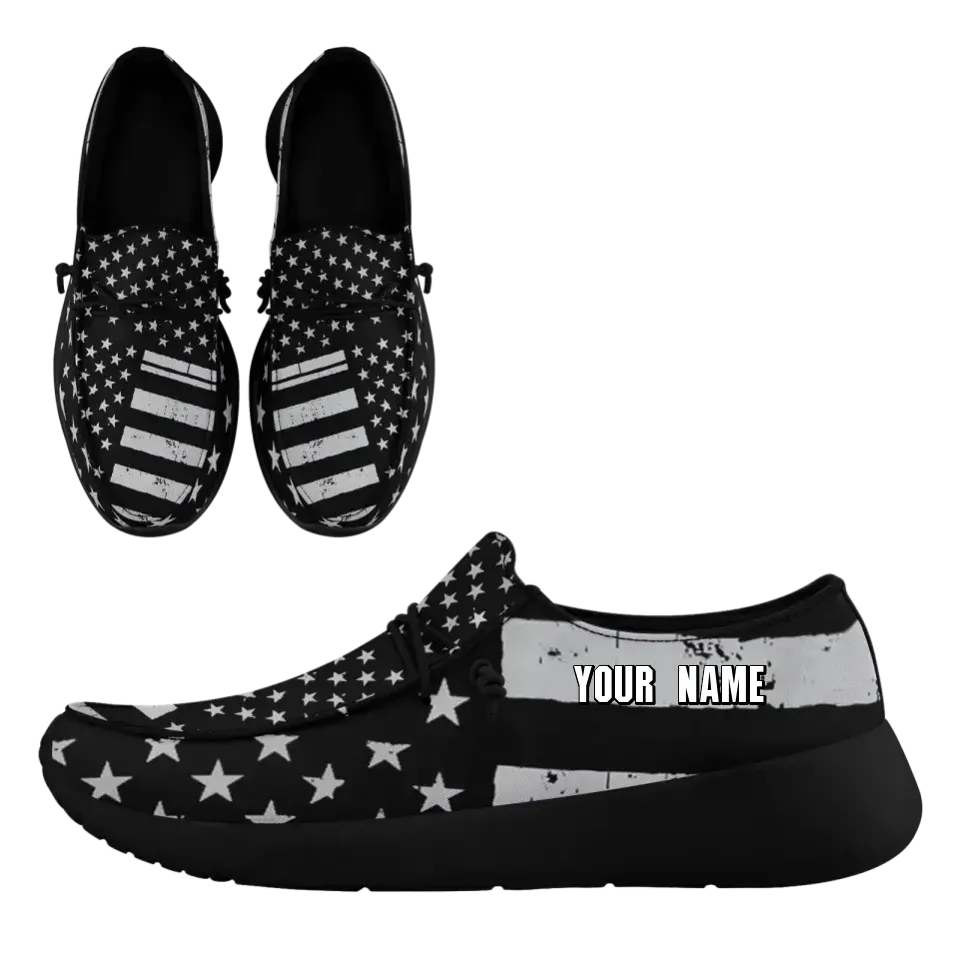 Personalized  America Flag Sneakers, Custom Patriotic Loafer Shoes,  Canvas Slip On Shoes,
FN018-24020303-6b