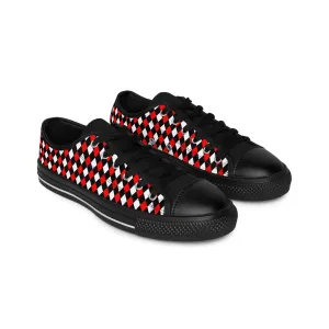 Red, Black and White Checker Pattern Women's Sneakers