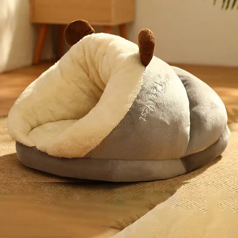 Small Dog Kennel Bed Breathable Dog House Cute Slippers Shaped Dog Bed Cat Sleep Bag Foldable Washable Pet House