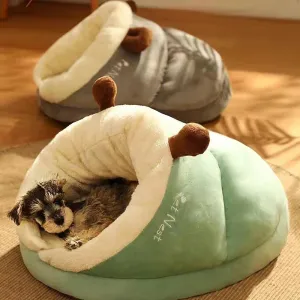 Small Dog Kennel Bed Breathable Dog House Cute Slippers Shaped Dog Bed Cat Sleep Bag Foldable Washable Pet House