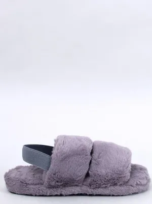 TEEK - Periwinkle Grey Strapped Fluff Slippers