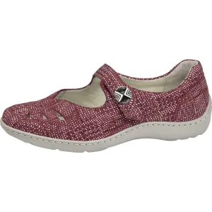 Waldlaufer 496309 161 069 Henni Ladies Karo Firmino Red Hook And Loop Mary Jane Shoes