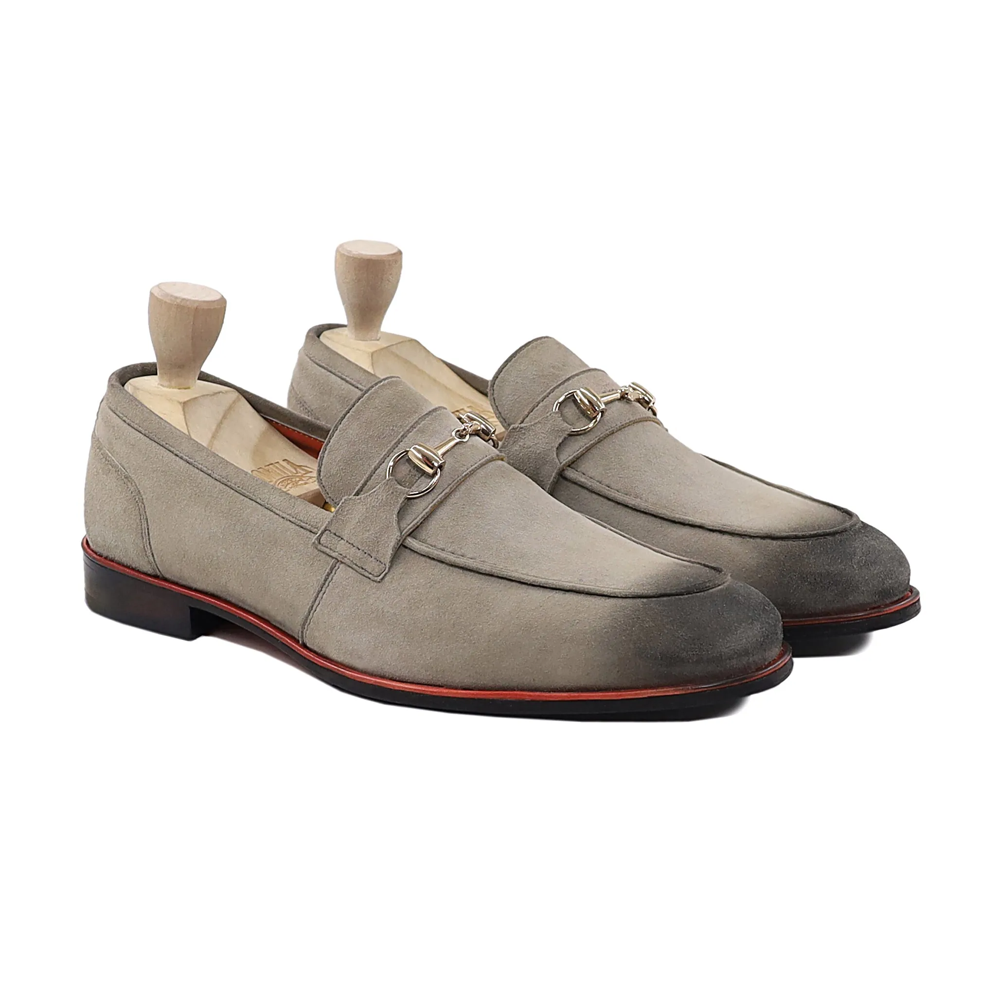 Waldo - Men's Burnished Steel Grey Kid Suede Loafer