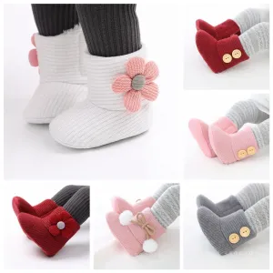 Winter Flower Design Cute Boots For Kids