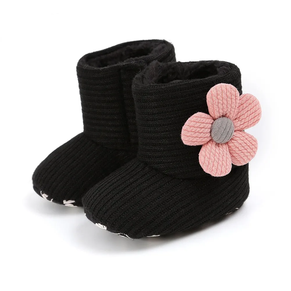 Winter Flower Design Cute Boots For Kids